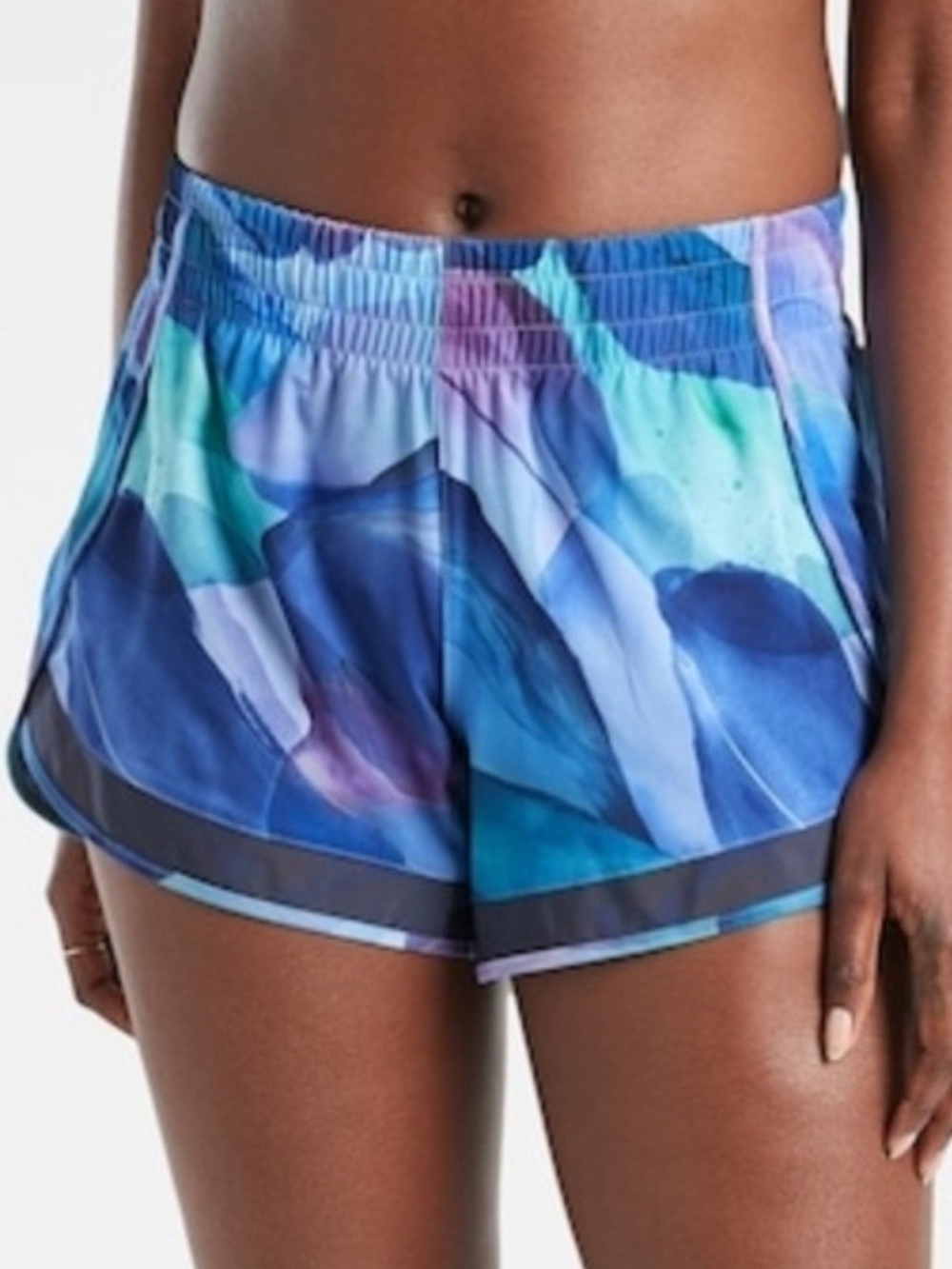 Athleta Printed Mesh Racer Run Short 4" Make A Splash Women's Size 1X Athletic